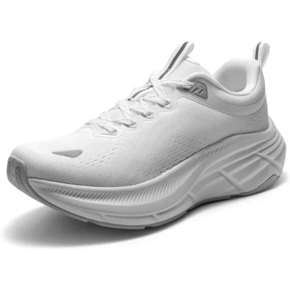 Nortiv 8 Women's White Walking Shoes Cushioned Non-Slip Breathable Sneakers