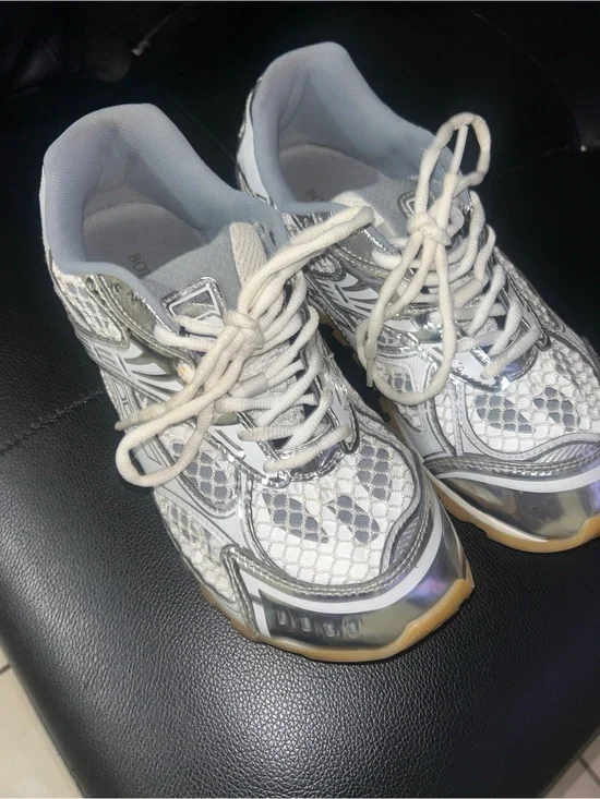 Women's Chunky Fashion Sneakers in Silver and White