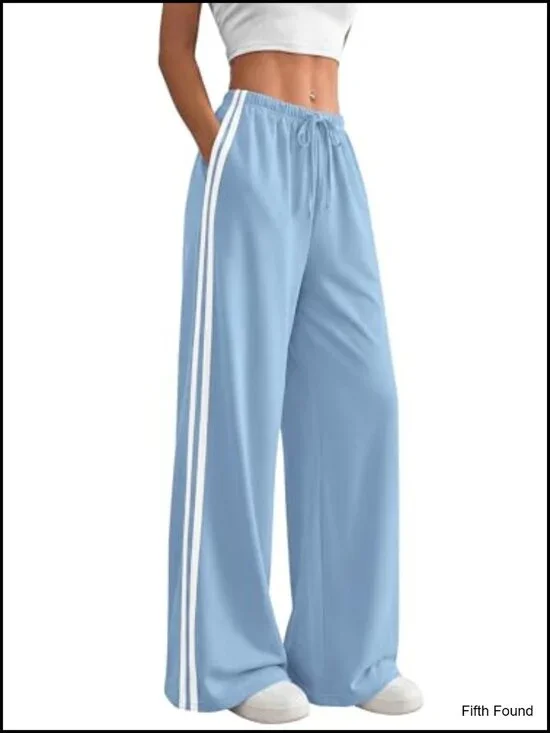 Wide Leg Sweatpants Drawstring Waist Athletic Track Pants with Pockets