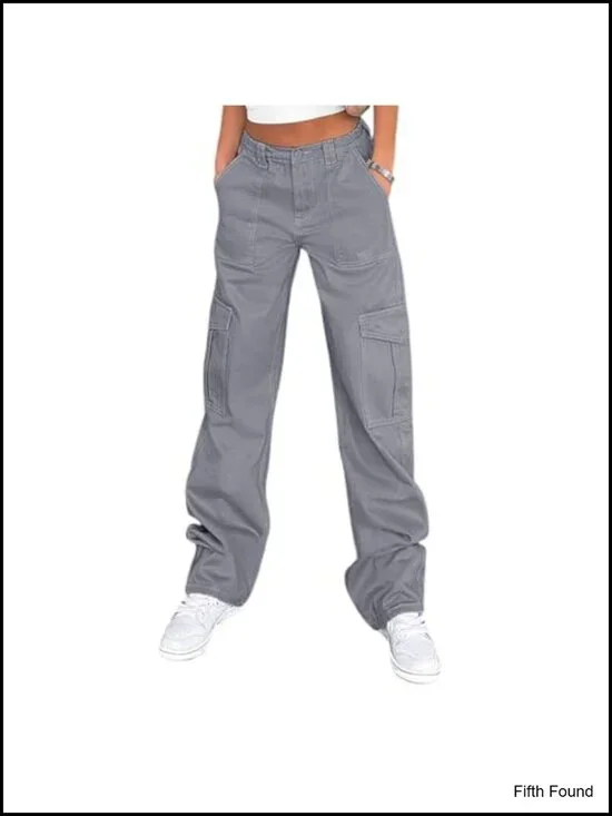 High Waisted Baggy Cargo Pants with 6 Pockets Y2K Streetwear