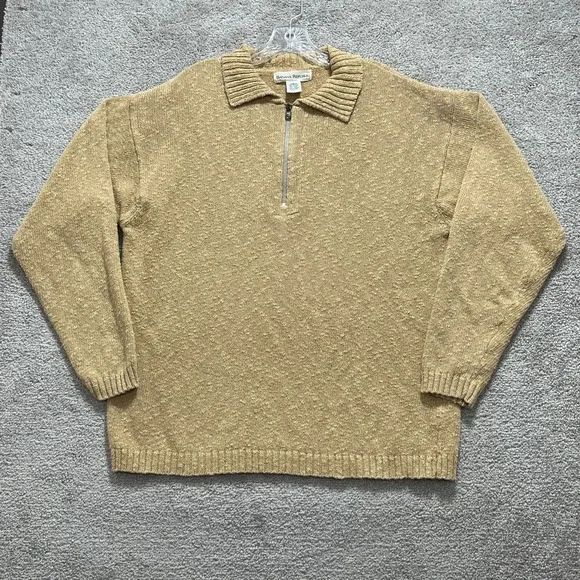 Banana Republic Sweater Men's‎ Large Beige Dad 1/4 Zip Long Sleeves Pullover
