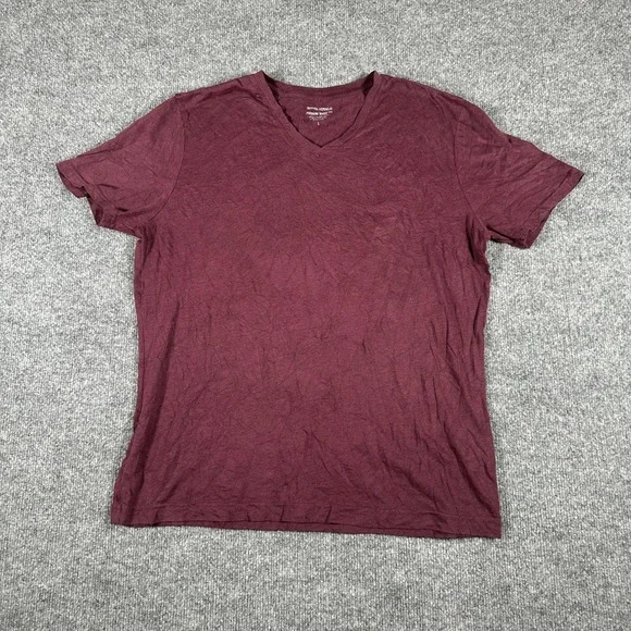 Banana Republic T Shirt Mens Size L Maroon V-Neck Premium Wash Tee Short Sleeve