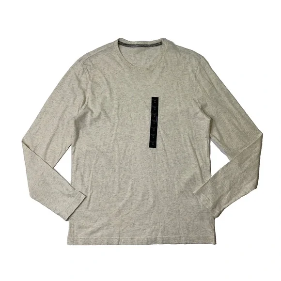 Banana Republic Shirt Mens M Medium Ivory Soft Wash Cotton Long Sleeve Crew Neck