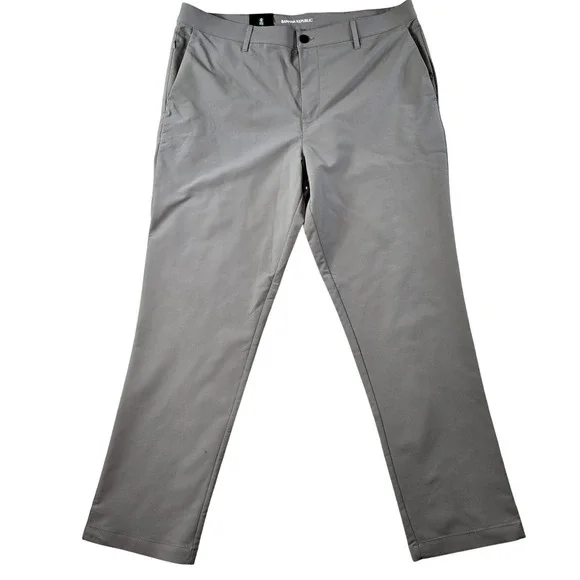 Banana Republic Pants Mens 38x30 Gray Chino Slim Microfiber Flat‎ Front Pockets