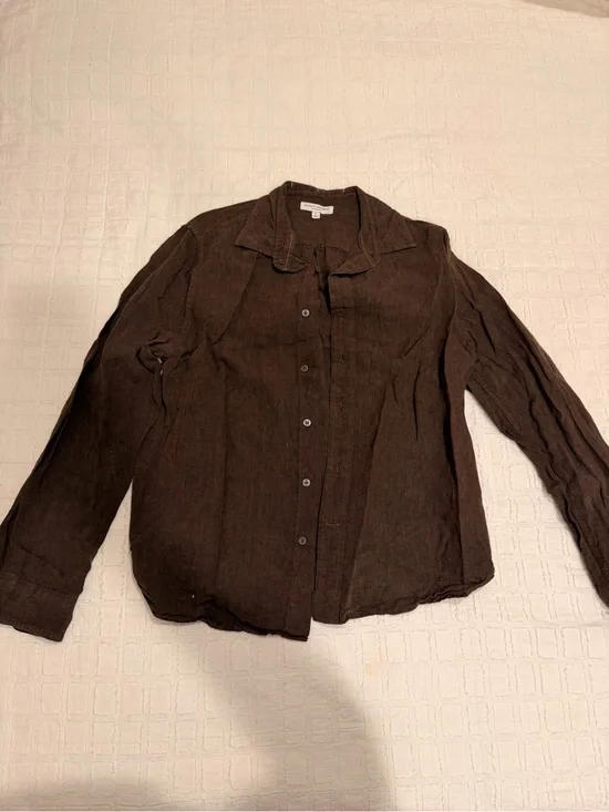 Banana Republic Brown Linen Button-Up Shirt