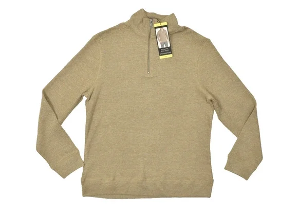 NEW Banana Republic Men's Size S Tan Waffle Quarter-Zip Pullover Sweater NWT