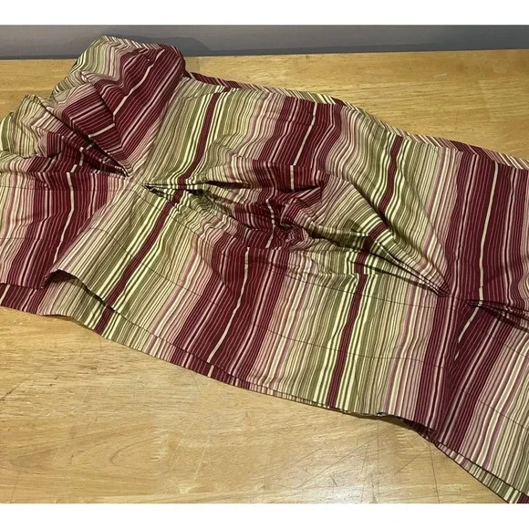 Waverly Serene Striped Drop Pleat‎ Valances Pink Red Olive Gold 80x20