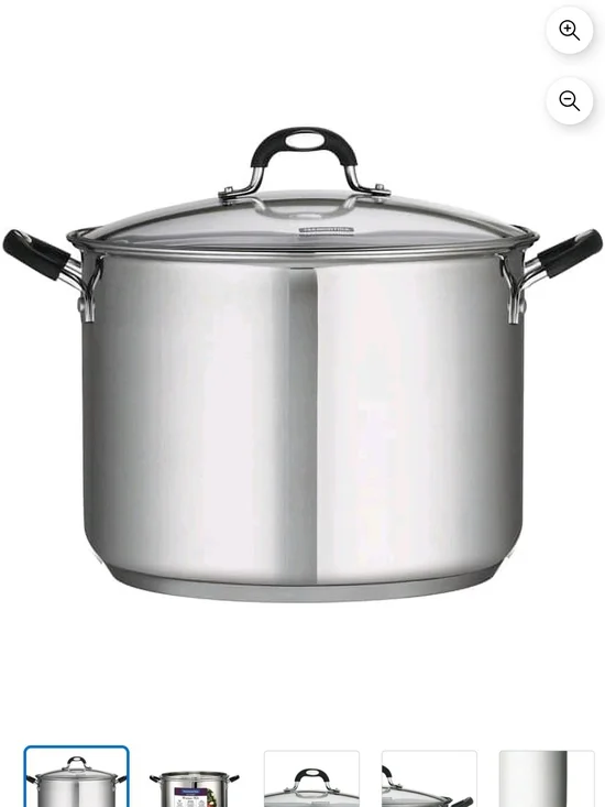 Tramontina Stainless Steel 16qt Stock Pot with Glass Lid & Accessories