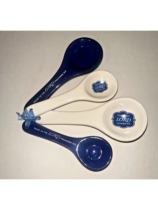 4 Piece Ceramic Measuring Utensil Spoon Set Trust in the Lord Proverbs New