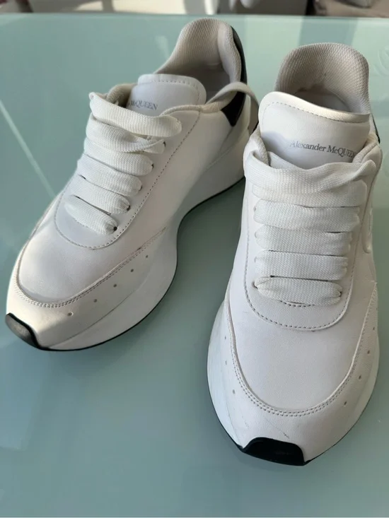Alexander McQueen White Sneakers with Black Accents