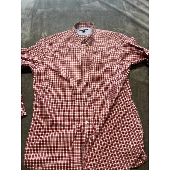Banana Republic‎ Men's Soft Wash Shirt Red Checkered Button Down Long Sleeve