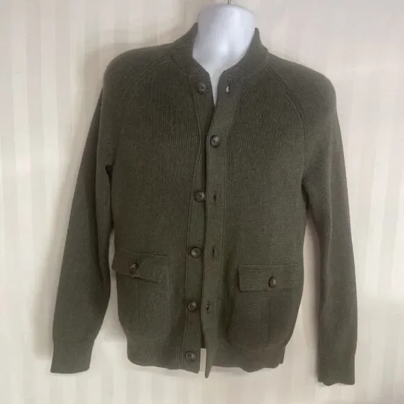 Banana Republic Cardigan Sweater‎ Mens S/ P Gray Cotton 6-Button Long Sleeve