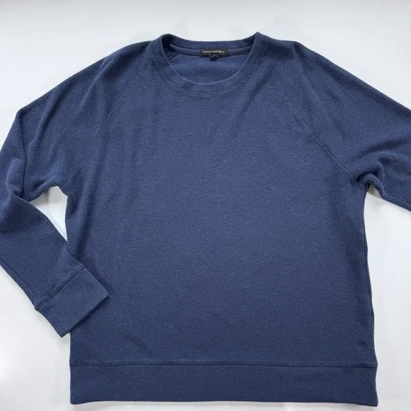 BANANA REPUBLIC Ribbed‎ Sweatshirt Crew Neck Mens XL Blue Soft