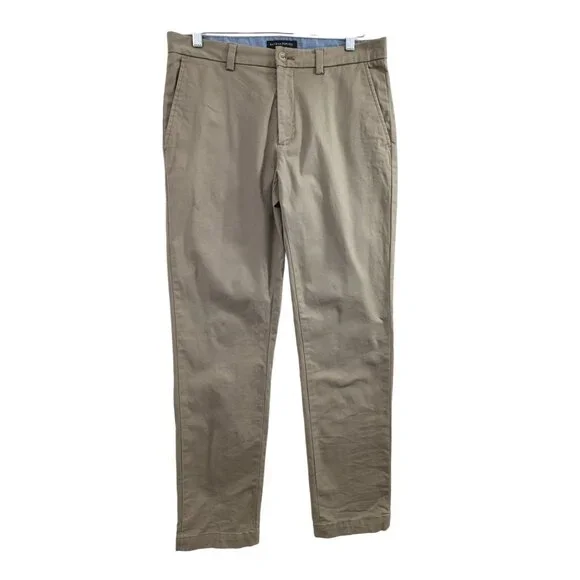 Banana Republic Aiden Chino‎ Pants Mens 31x32 Khaki Slim Fit Flat Front Preppy