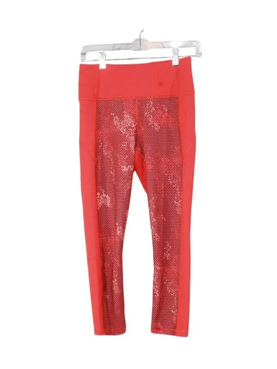 Under Armour Orange Red Yoga Pants Pull On Stretch Leggings Size Small