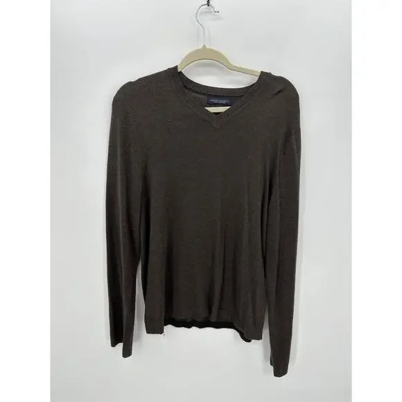 Banana Republic Mens Brown V Neck Sweater‎ Size M Silk Cashmere Luxury Old Money