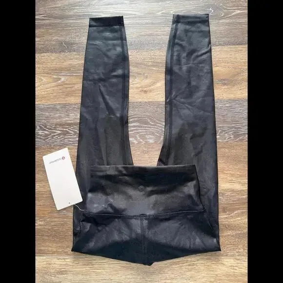 Lululemon Wunder Train High Rise 25” Matte Foil Shine Black Size 0 NWT