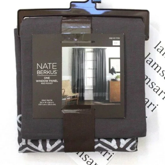 Nate Berkus Gray Batik Cotton One Window Treatment Panel