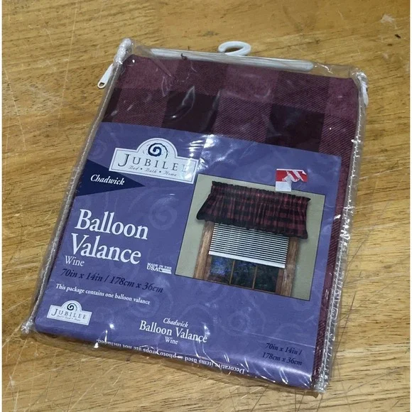 Balloon Valance Wine Red Jubilee Vintage‎ 1990s Chadwick Buffalo Check 70 x 14