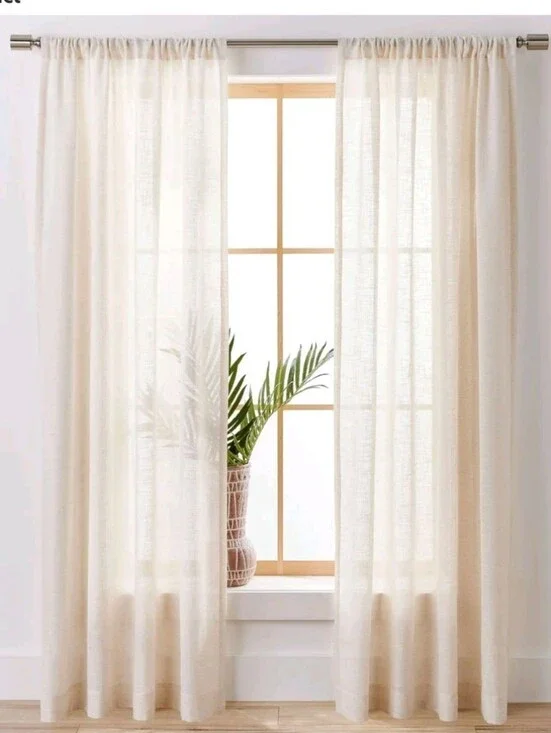 Better Homes & Gardens Light Filtering Linen Blend Rod Pocket Curtain, Single Pa