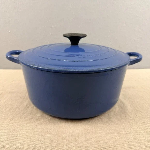 Le Creuset #24 Marseille Blue Round Dutch Oven 4.5 Qt Enameled Cast Iron France‎