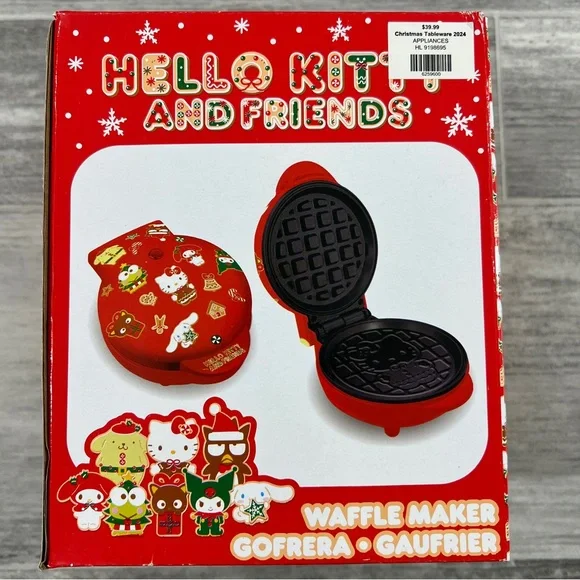 Hello‎ Kitty and Friends Sanrio Red Holiday Christmas Mini Waffle Maker New
