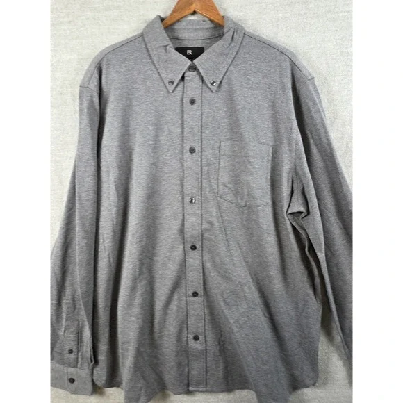 Banana Republic Mens XL Long Sleeve Knit Collared‎ Shirt Gray Preppy Y2K Career