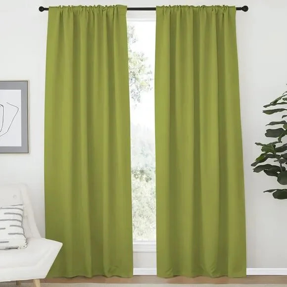 NICETOWN Grass Green Blackout Curtains 52x95 Set of 2 Window Panels 84