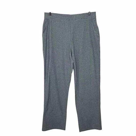 LL Bean Perfect Fit Fleece Backed Straight Leg Pants Gray Womens Size L Stretch