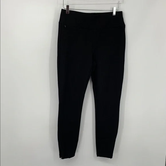 CAbi Zipper leggings black stretch knit active pull-on yoga zip pants new Medium