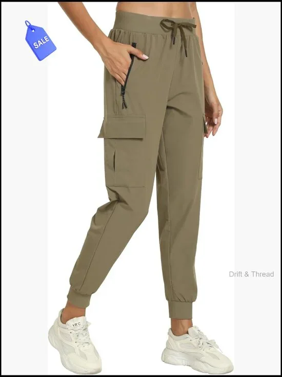 Women's Cargo Hiking Pants with Pockets - Lightweight Quick Dry Joggers