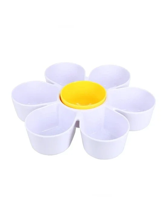 Daisy Chips & Dip Serving Tray with Yellow Center Bowl