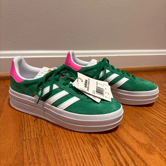 New Adidas Gazelle Bold ‘Green Lucid Pink’ Sneakers Womens 7‎ StockX Verified