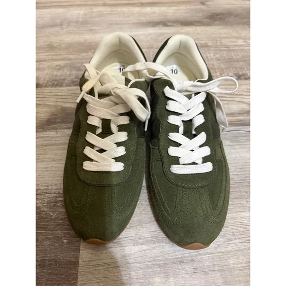 Steve Madden Womens Olive Green Suede Low Top Sneakers Size 10 49498654