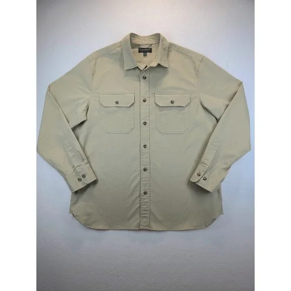 Banana‎ Republic Men's XL Khaki Utility Shirt Long Sleeve Cotton Stretch FA21