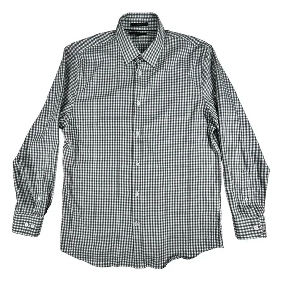 Banana‎ Republic Mens Large Slim Fit Wrinkle Resistant Gingham Button Down Shirt