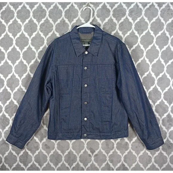 Banana Republic Denim Shirt Jacket Men Large Dark Wash Indigo Heritage Y2K