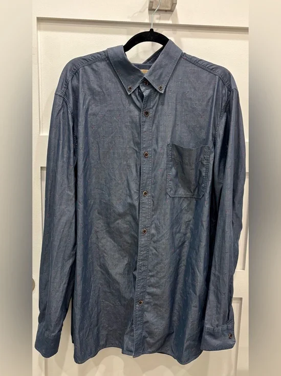 Banana Republic Heritage Navy  Button-Down Shirt w/ Red Embroidery