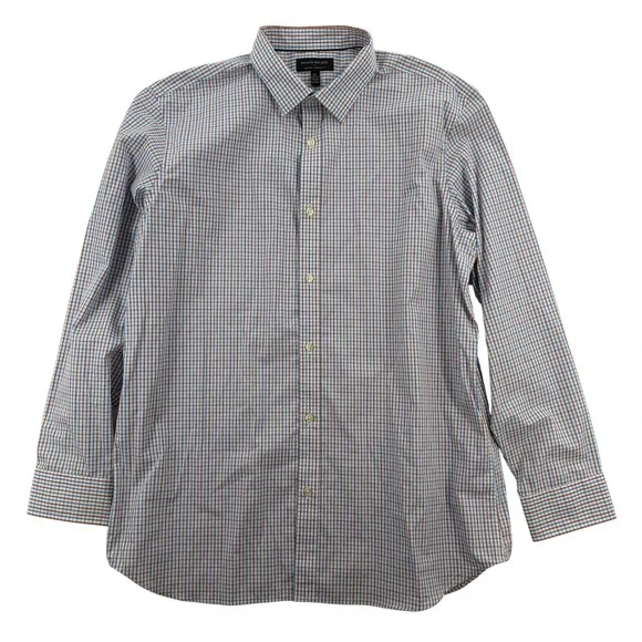 Banana Republic Shirt Mens XL 17-17.5 35-36 Blue Plaid Non-Iron Standard Fit NWT