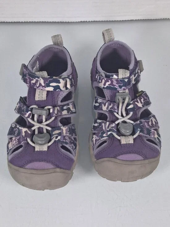 Girls KEEN Kids Seacamp II Water Sport Sandals Size 10 Purple Camo Washable