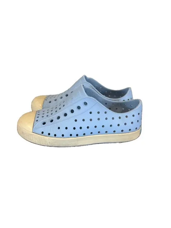 Native Shoes Kid's Boy Jefferson Slip-on Sneakers Water Blue/White Size 12