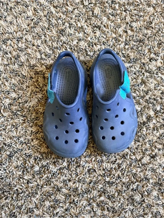 Kids Crocs Navy Slip-On Clogs with Teal Accent