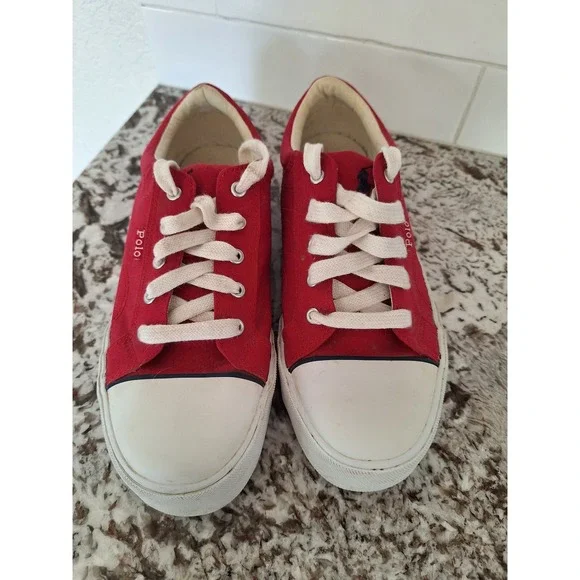 Ralph Lauren Polo Sport Sneakers Women's‎ Size 9B Red Classic
