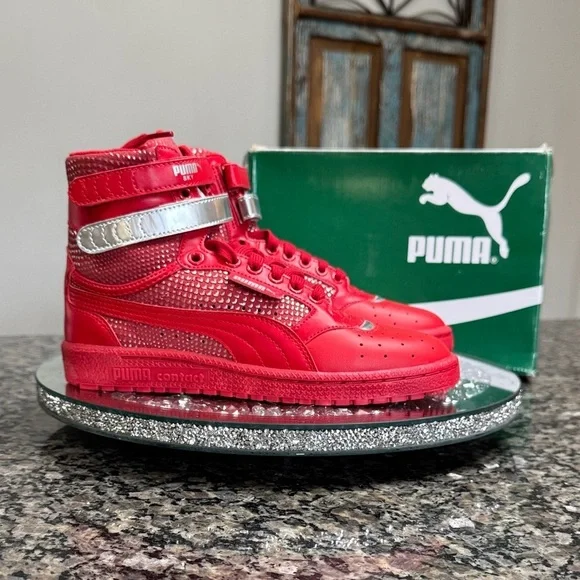 Puma Sky ll Hi Red and Silver High-Top Sneakers NWT 7