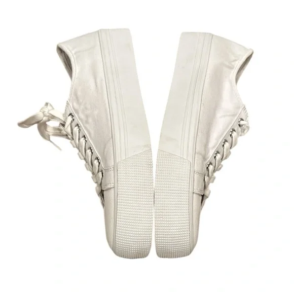 BODEN RAINBOW STRIPE BACK White Canvas PLATFORM Sneakers 40