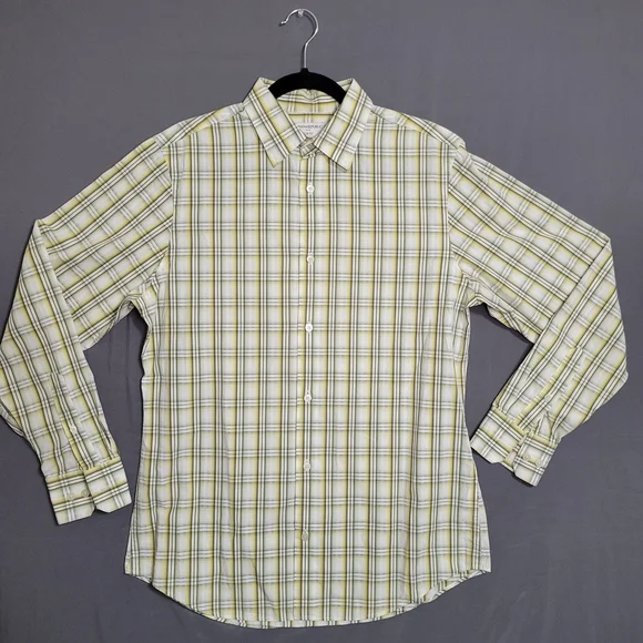 Banana Republic Light Green Plaid Dress Shirt