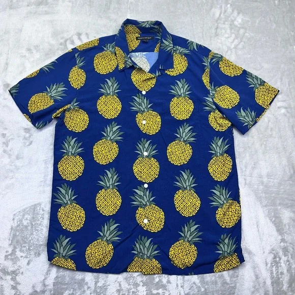 Banana Republic Pineapple Print Short Sleeve Button Up‎ Shirt - M