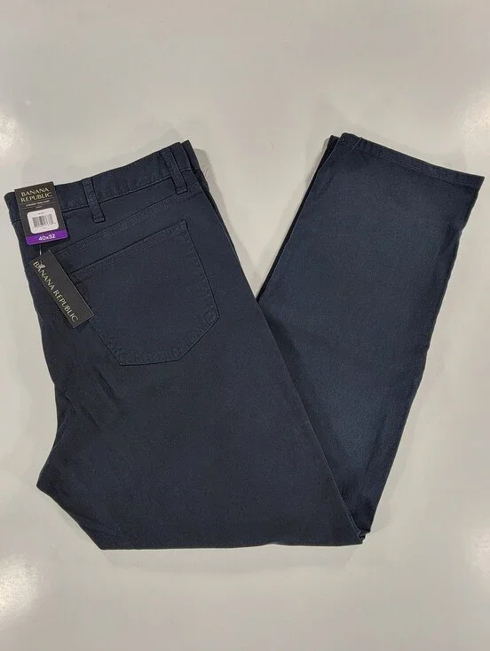 NEW Banana Republic Mens 5-Pocket Twill Pants Stretch Cotton 40x32 Dark Blue NWT