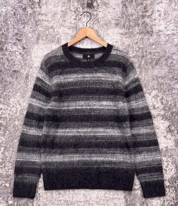 Banana Republic Sweater Small Mens Brushed Stripe Alpaca Wool Blend Pullover