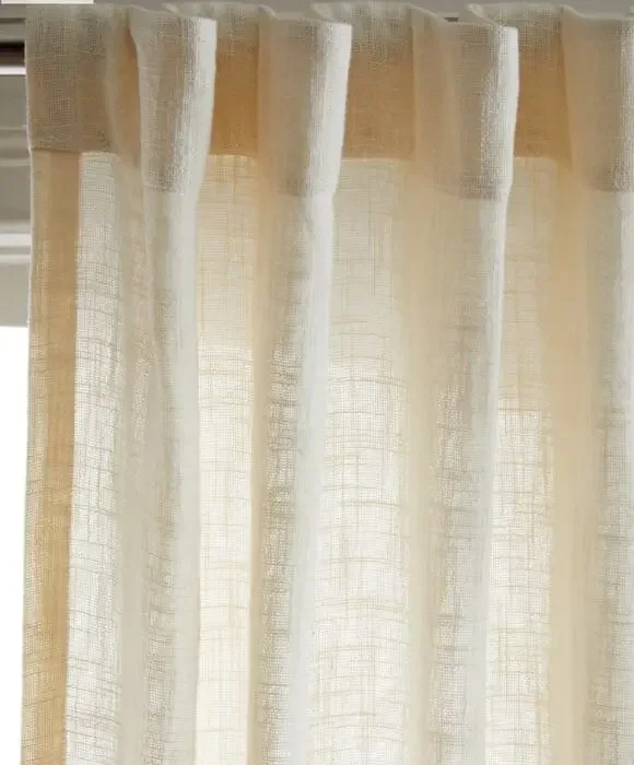 NEW Quince Cotton Sheer Curtain Panels IVORY Set of 2 48